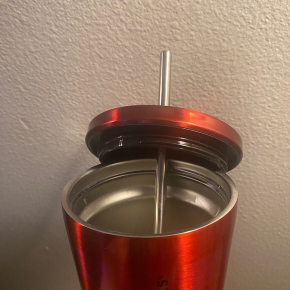 2014 Starbucks Red with pink stripe tumbler - Picture 3 of 6